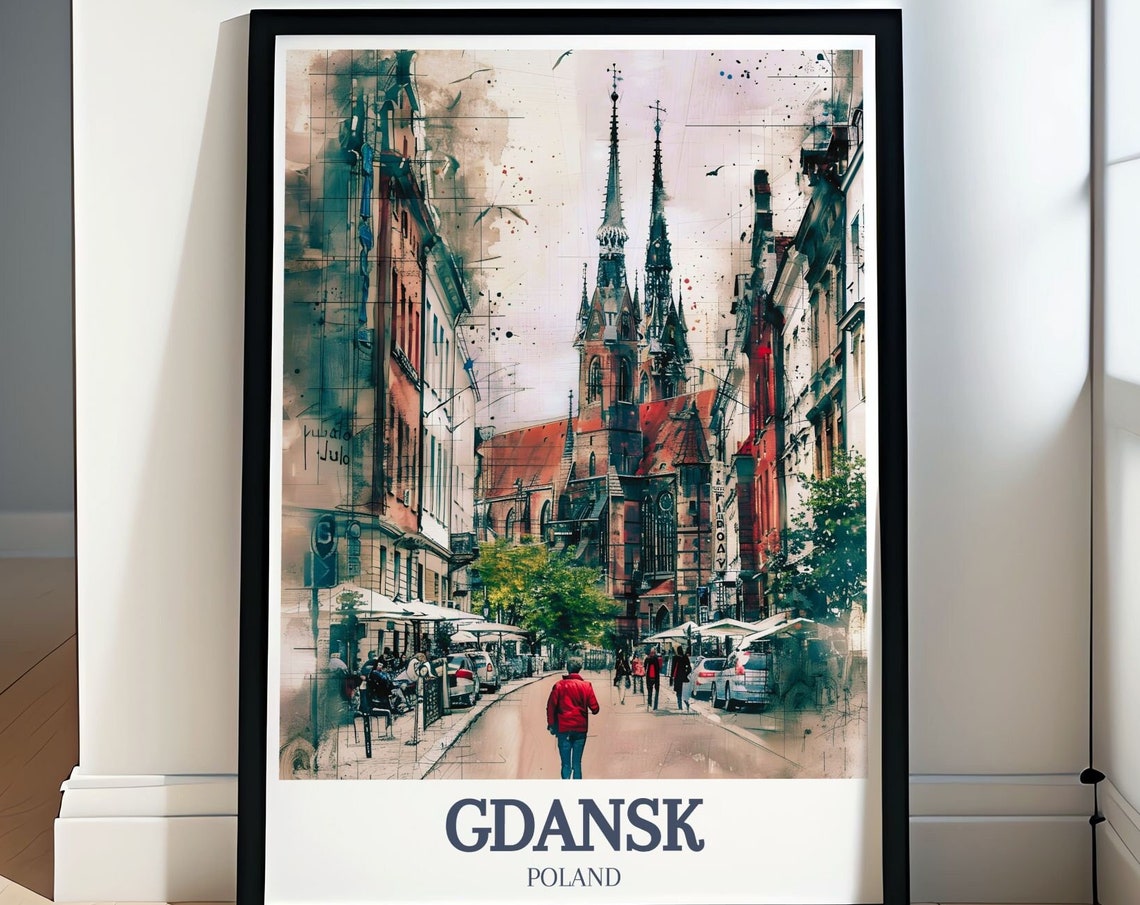 Gdask Art Collection Mariacka Street And St Marys Church Art Mariacka Street And St Marys Church Travel Poster Gdask Decor