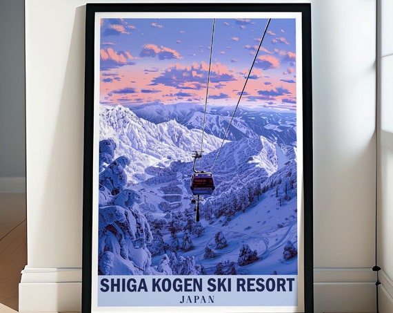 Shiga Kogen Art Collection Japanese Alps Ski Art Shiga Kogen Resort Wall Print Nagano Japan Travel Print