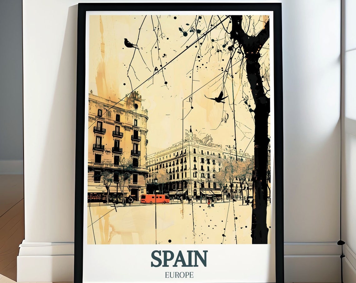 Spain Travel Print La Rambla Liceu Theatre And Asturias Wall Art Spain Art Gifts La Rambla Liceu Theatre And Asturias Posters