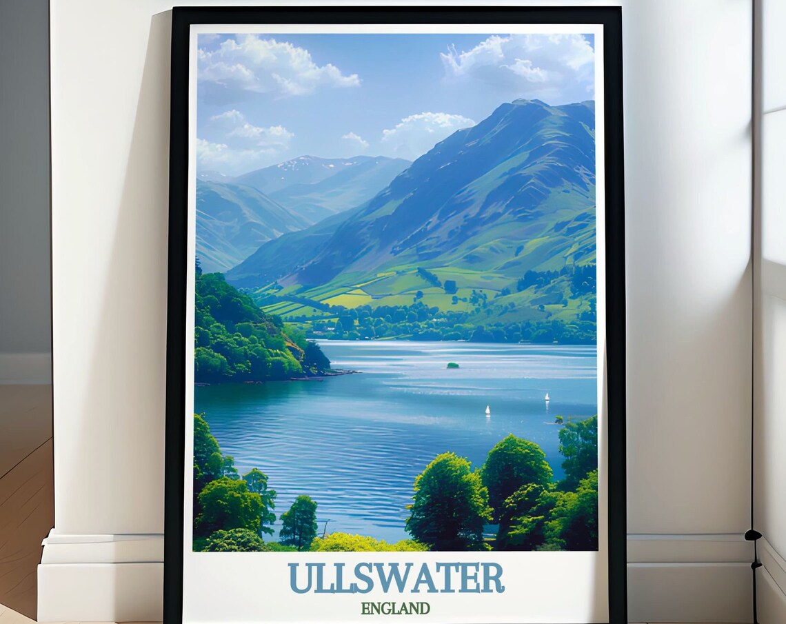 Ullswater Lake with Sailboats and Green Fells in England Poster
