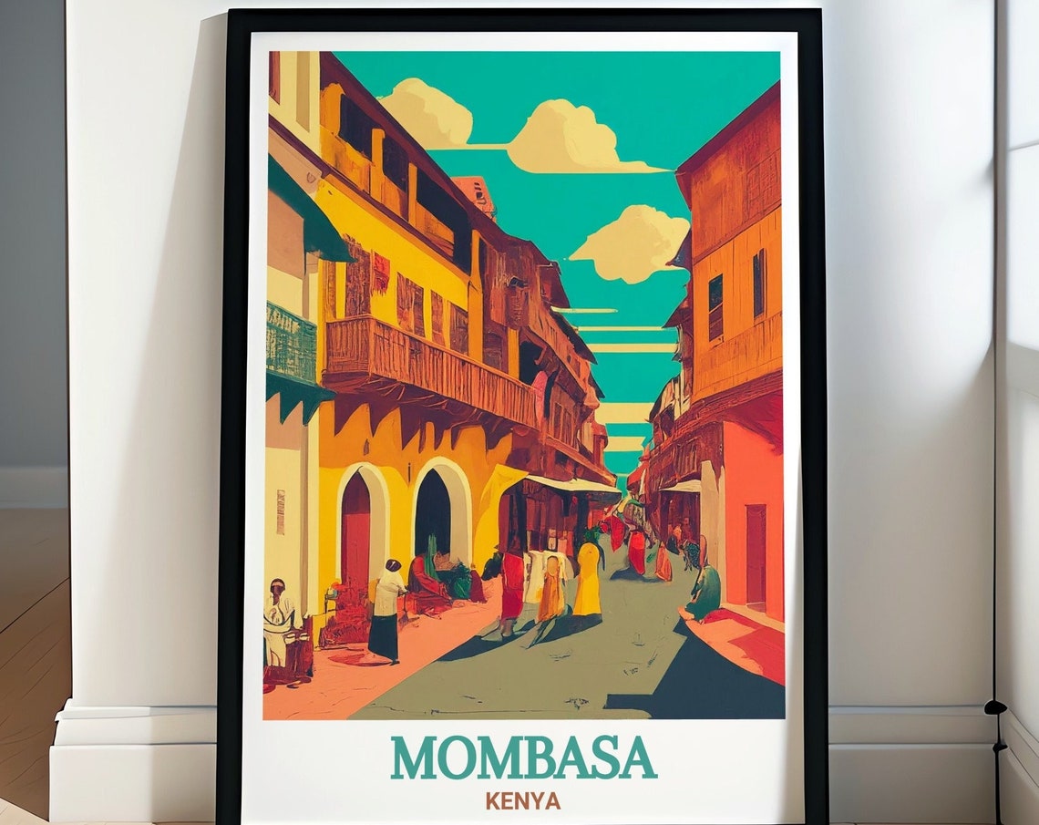 Mombasa Travel Art Old Town Decor With Stunning Mombasa Art And Travel Print Old Town With Kenya Travel Poster Mombasa Travel Print