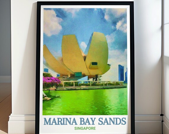 ArtScience Museum Singapore Lotus Waterfront Marina Bay Travel Poster