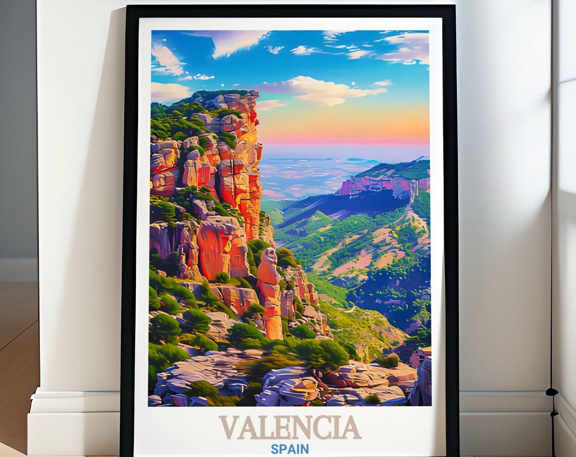 Valencia Spain El Garbi Cliffs Golden Sunset Valley Overlook Poster