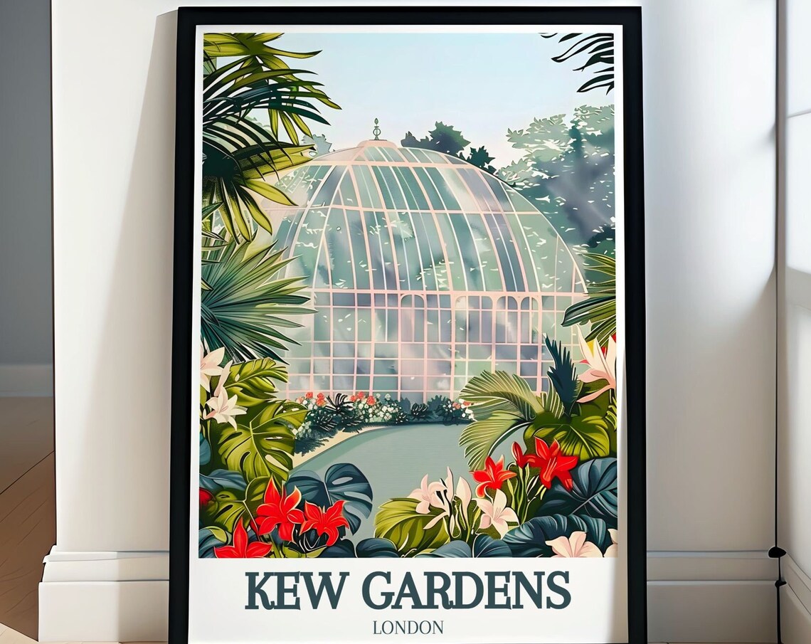 Kew Gardens Travel Print Waterlily House Royal Botanic Gardens Travel Poster Kew Gardens Art Posters For Home And Office Decor