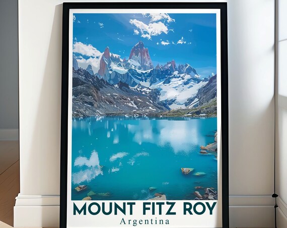 Mount Fitz Roy Turquoise Lake Below Peak Patagonia Argentina Travel Poster