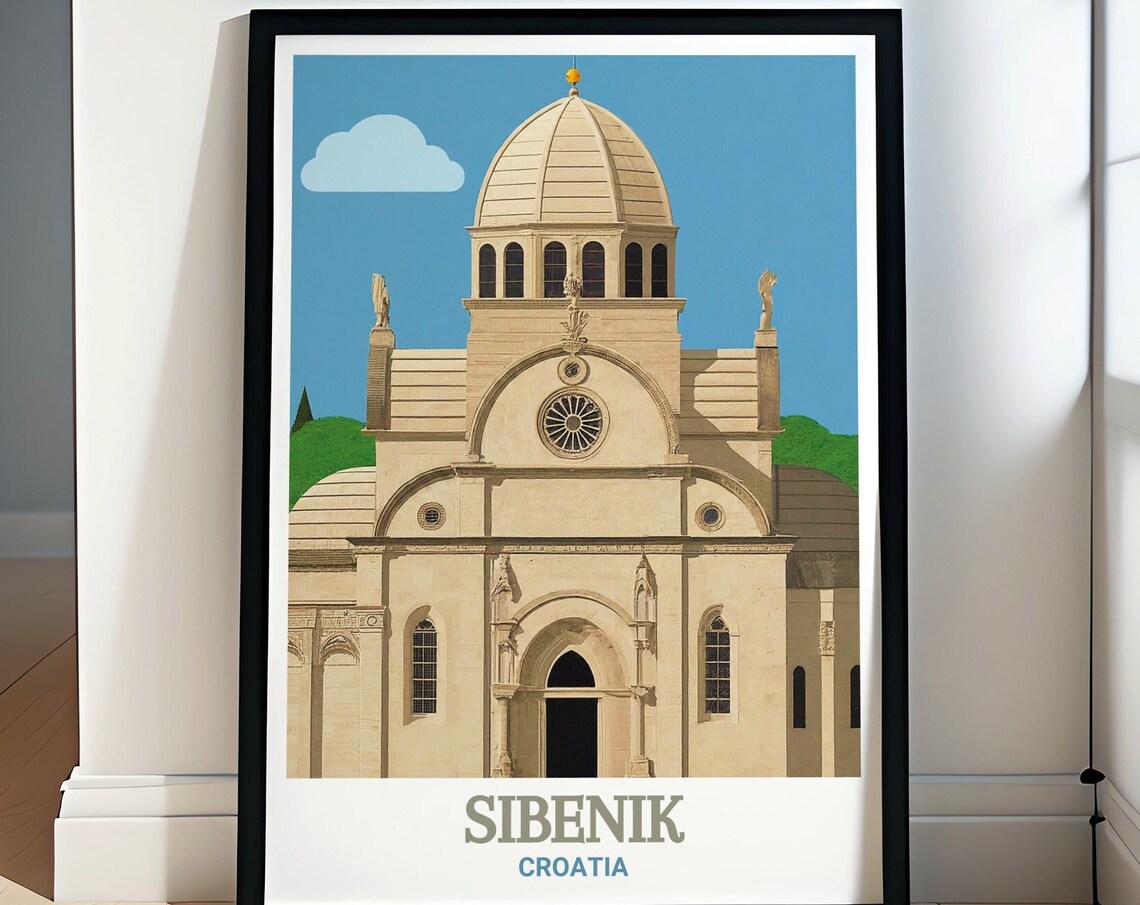 Sibenik Croatia St James Cathedral Dome Architecture Travel Poster