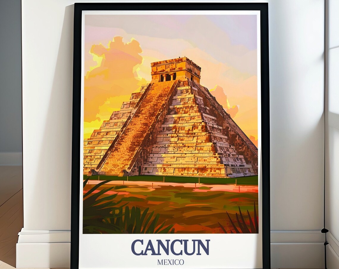Chichen Itza Pyramid Sunset Kukulkan Maya Ruins Mexico Poster