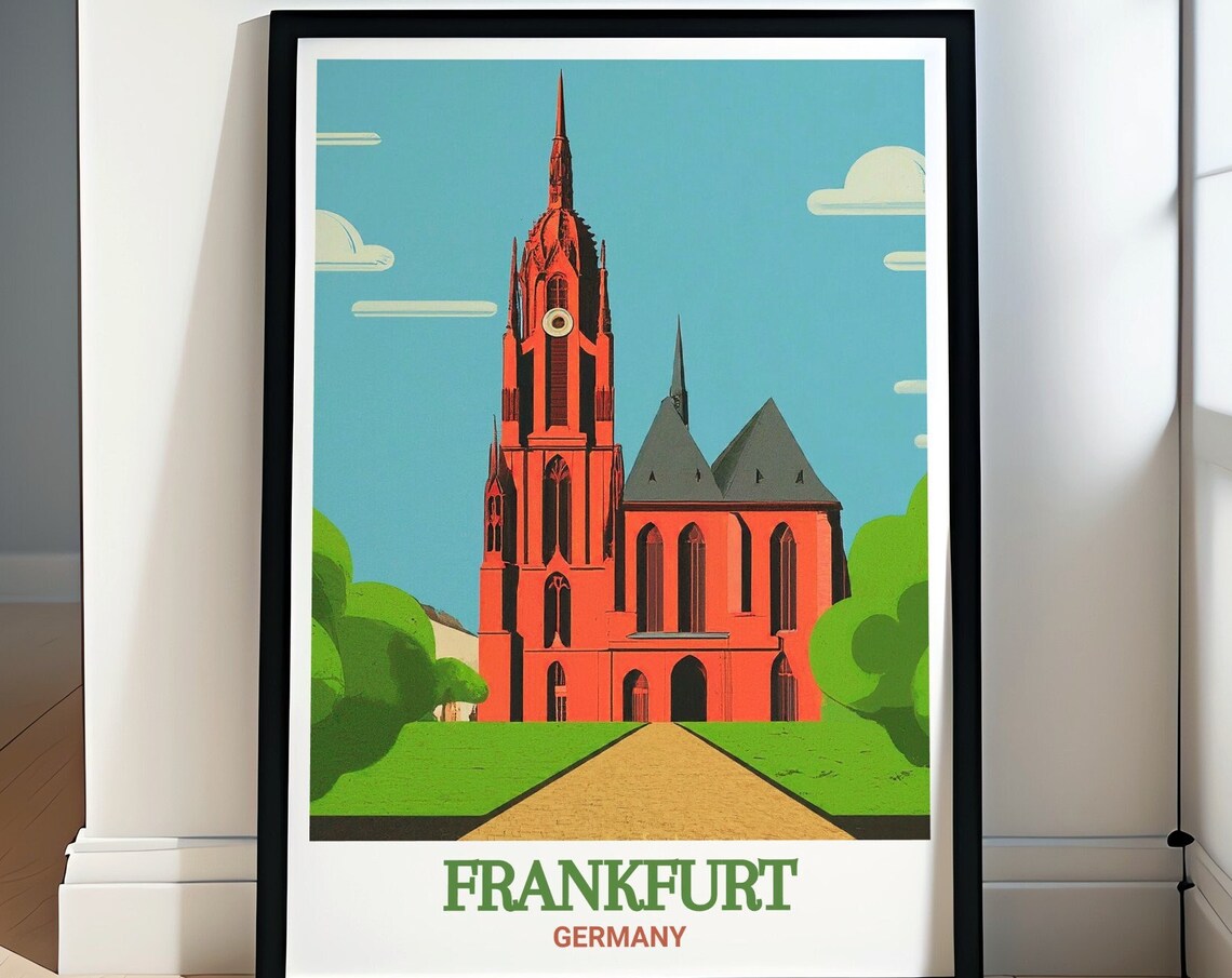 Frankfurt St Bartholomew Cathedral Red Gothic Church Travel Poster