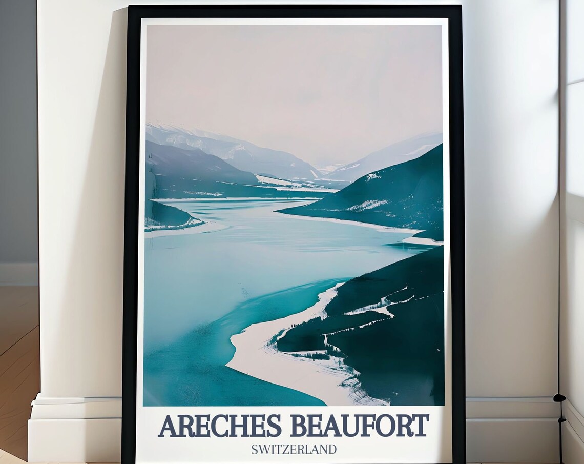 Areches Beaufort Serene Alpine Lake And Snowy Mountain View Poster