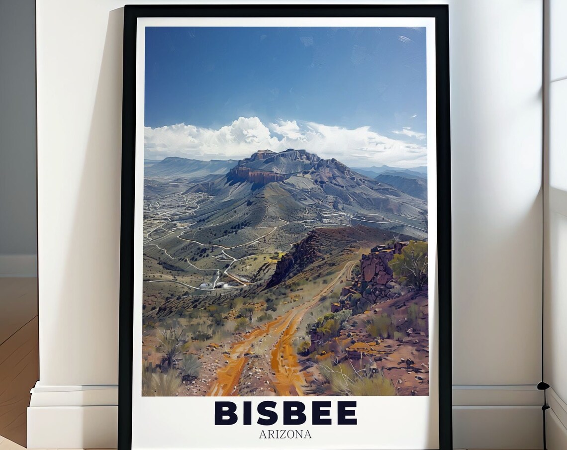 Bisbee Arizona Mule Mountains Winding Road Desert Landscape Poster