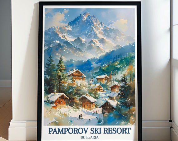 Pamporovo Ski Resort Travel Print Smolyan Lakes Art Borovets Resorts Prints Snowboarding Gifts