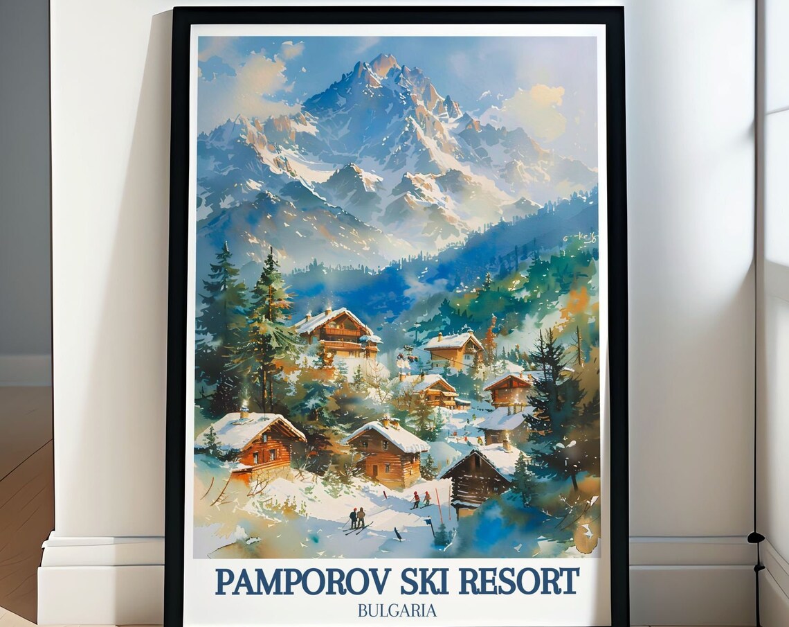 Pamporovo Ski Resort Alpine Chalets in Fresh Snow Bulgaria Poster