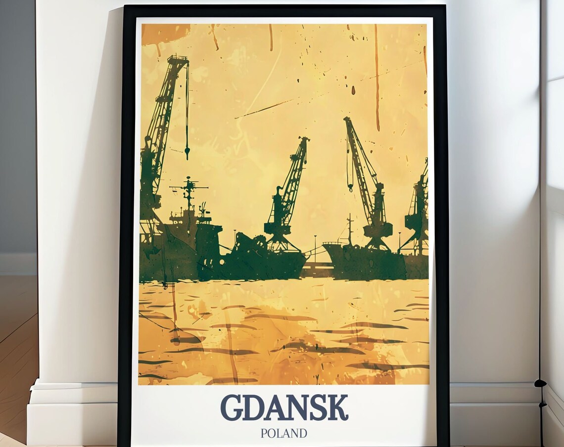 Gdask Travel Poster, Solidarity Square and Shipyard