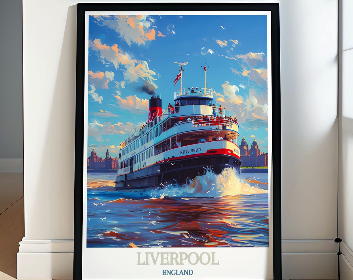 Liverpool England Mersey Ferry Ship in Bright Sunlight Poster
