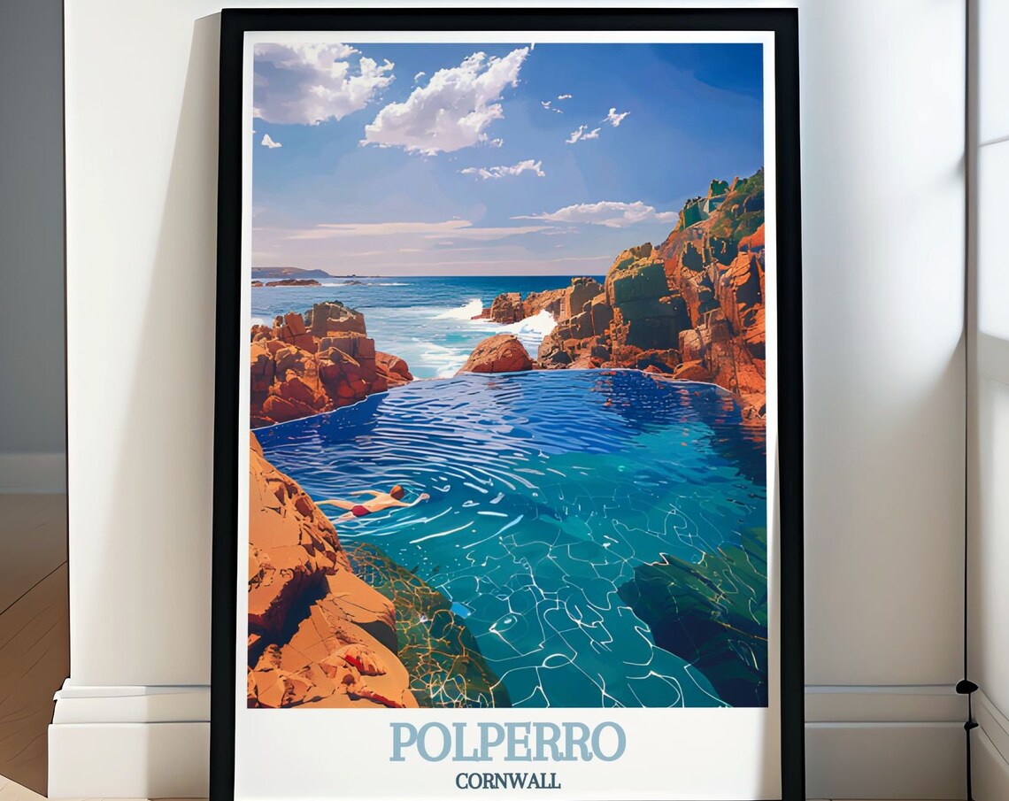 Polperro Cornwall Rocky Tidal Pool Swimmer Crystal Water Poster