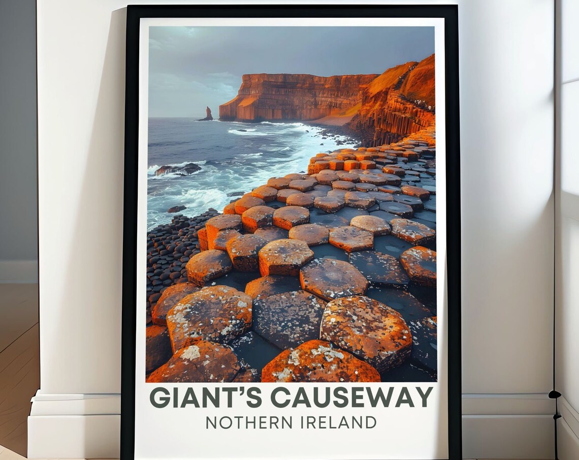 Giant's Causeway Northern Ireland Hexagonal Stones Sunset Poster