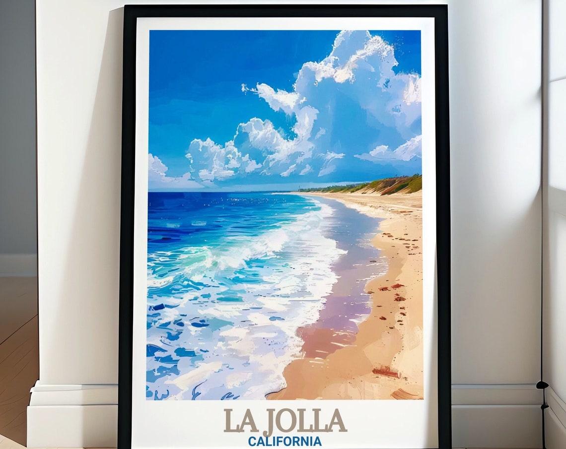 La Jolla Shores Beach Foamy Waves And Sandy Coastline View Poster