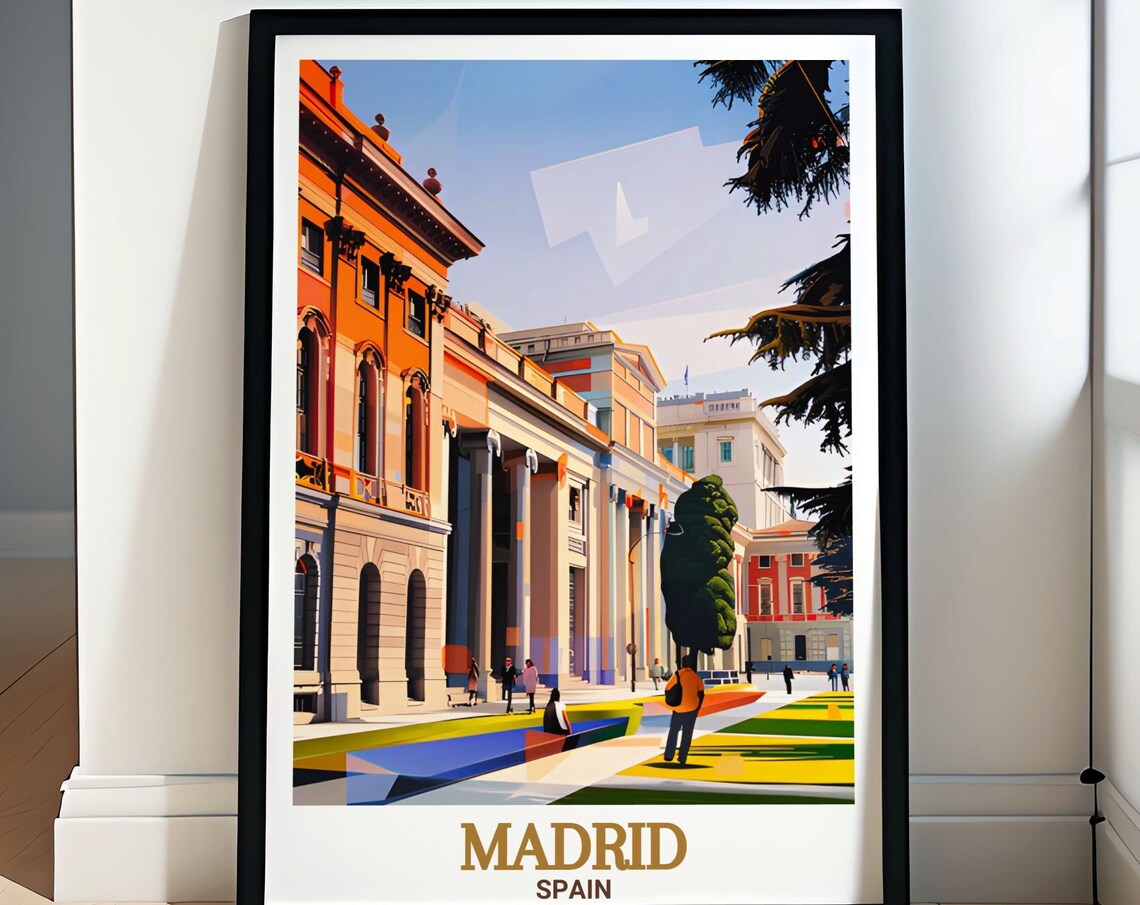 Madrid Historic Museum District Neoclassical Facade Street Poster