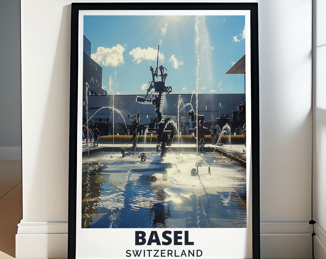 Basel Switzerland Tinguely Fountain Water Play Sun Art Poster