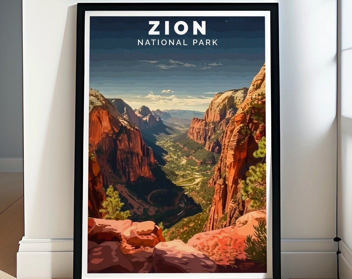 Zion National Park Prints Zion Angels Landing Art Print Zion Wall Art Angels Landing Travel Poster Zion Angels Landing Decor