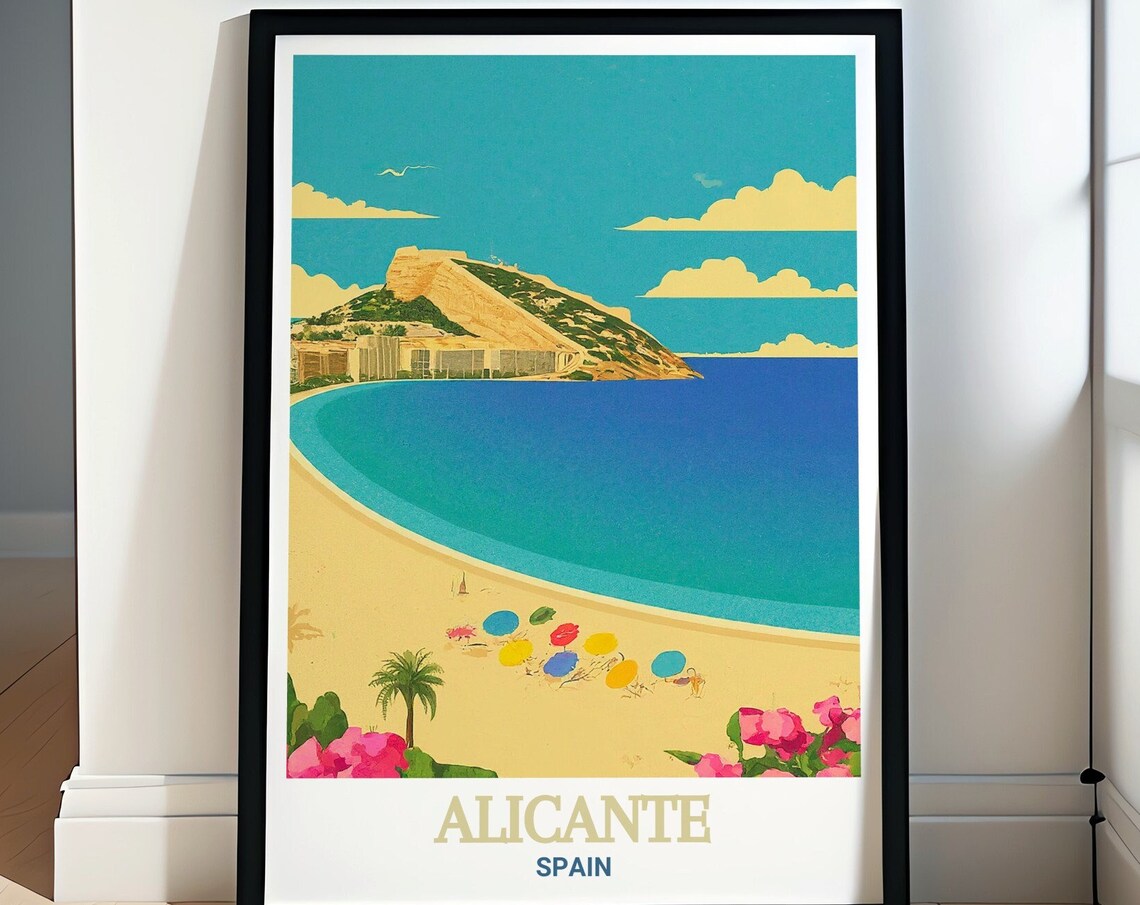Alicante Playa Del Postiguet Castle Hill Spain Beach Resort Poster