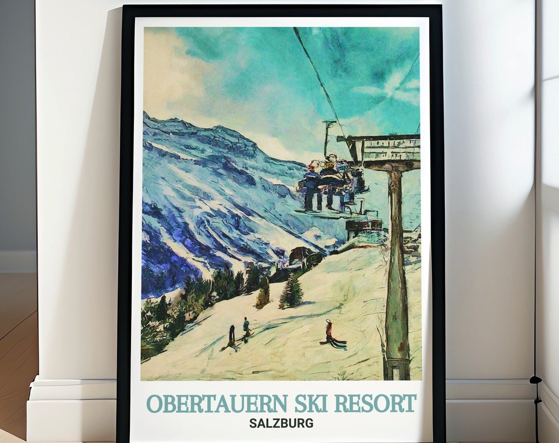 Obertauern Ski Resort Travel Poster Edelweissbahn Chairlift Decor Edelweissbahn Chairlift Poster Obertauern Ski Resort Print