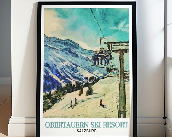 Obertauern Ski Resort Travel Poster Edelweissbahn Chairlift Decor Edelweissbahn Chairlift Poster Obertauern Ski Resort Print