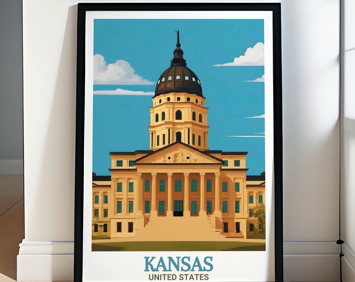Kansas State Capitol Building Golden Hour United States Poster
