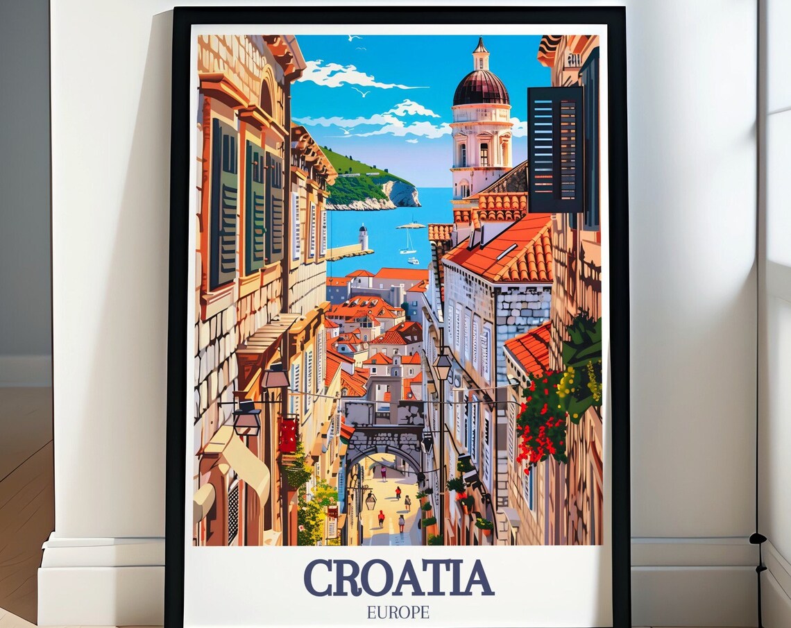 Dubrovnik Old Town Charming Stone Street Croatia Travel Poster