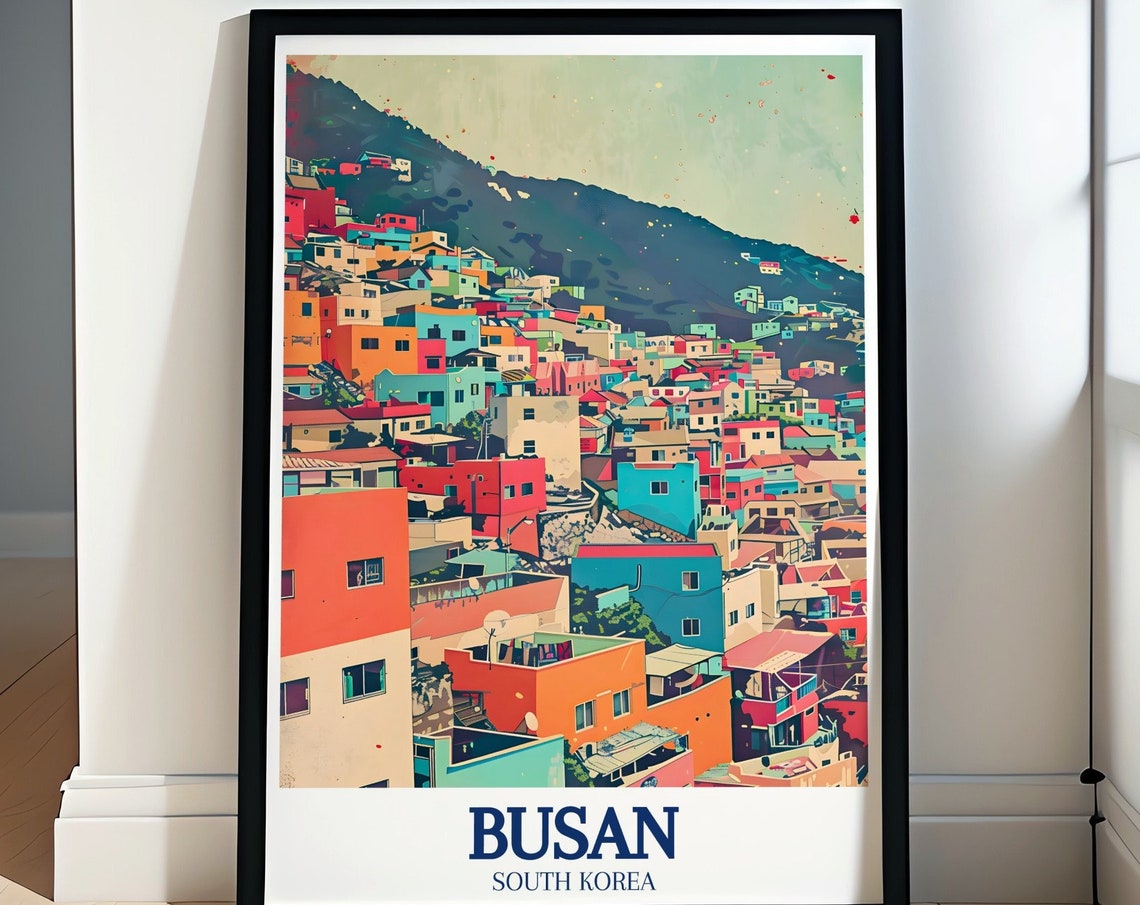 Busan Wall Art Gamcheondong Art And Travel Posters Busan Posters Busan Art Gamcheon Culture Village Gamcheondong Travel Print