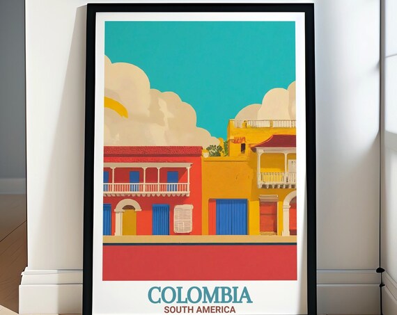 Colombia Cartagena Walled City Colorful Colonial Facade Poster