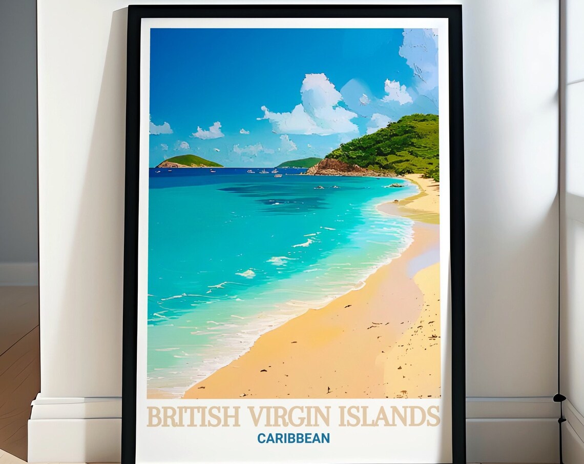 White Bay Sandy Beach and Sailboats British Virgin Islands Poster