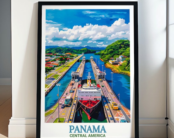 Panama Canal Ship Passing Through The Miraflores Locks Poster