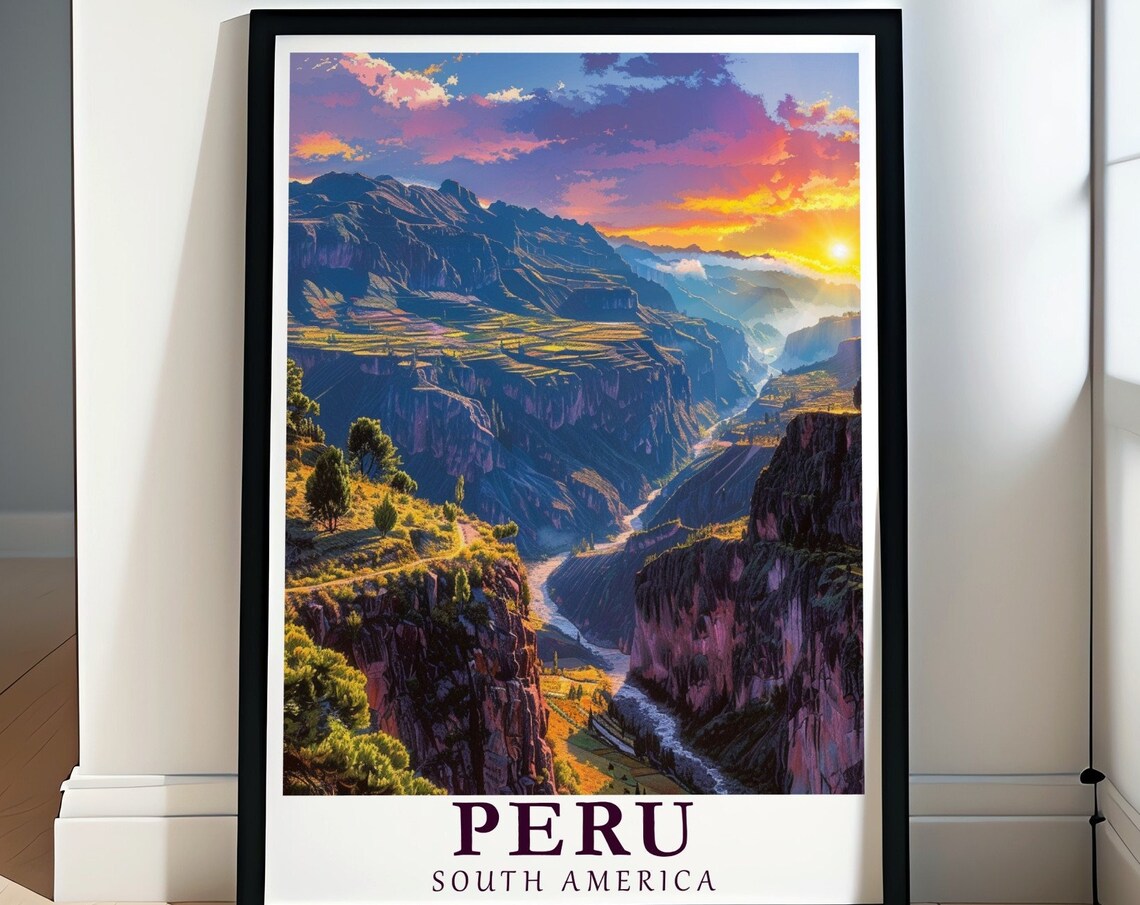 Peru Colca Canyon Sunset Deep Gorge River South America Poster