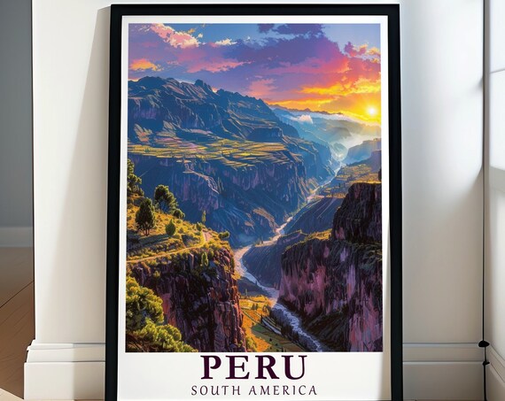 Peru Colca Canyon Sunset Deep Gorge River South America Poster