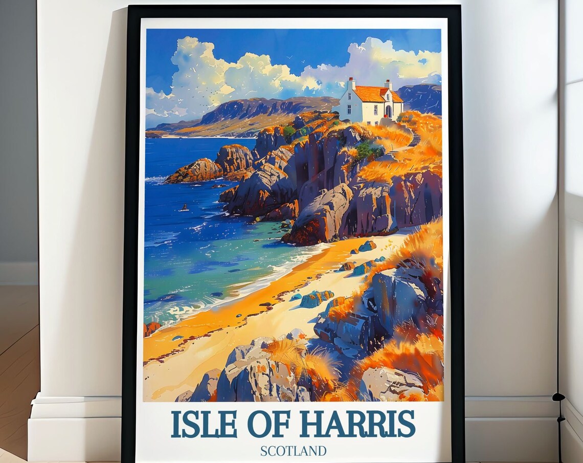 Isle Of Harris Golden Beach Cliffs Ocean View Scotland Poster