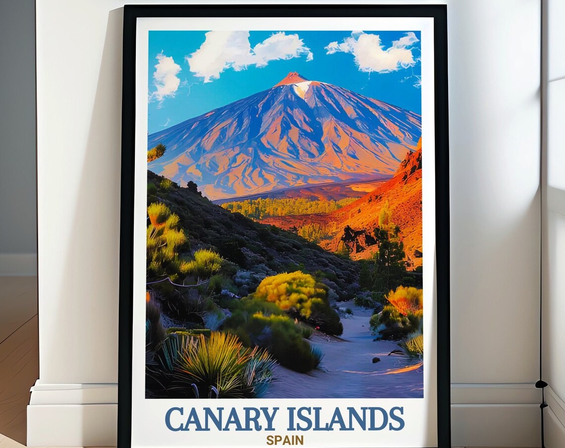 Canary Islands Mount Teide Volcano Sunset Scenic Travel Poster