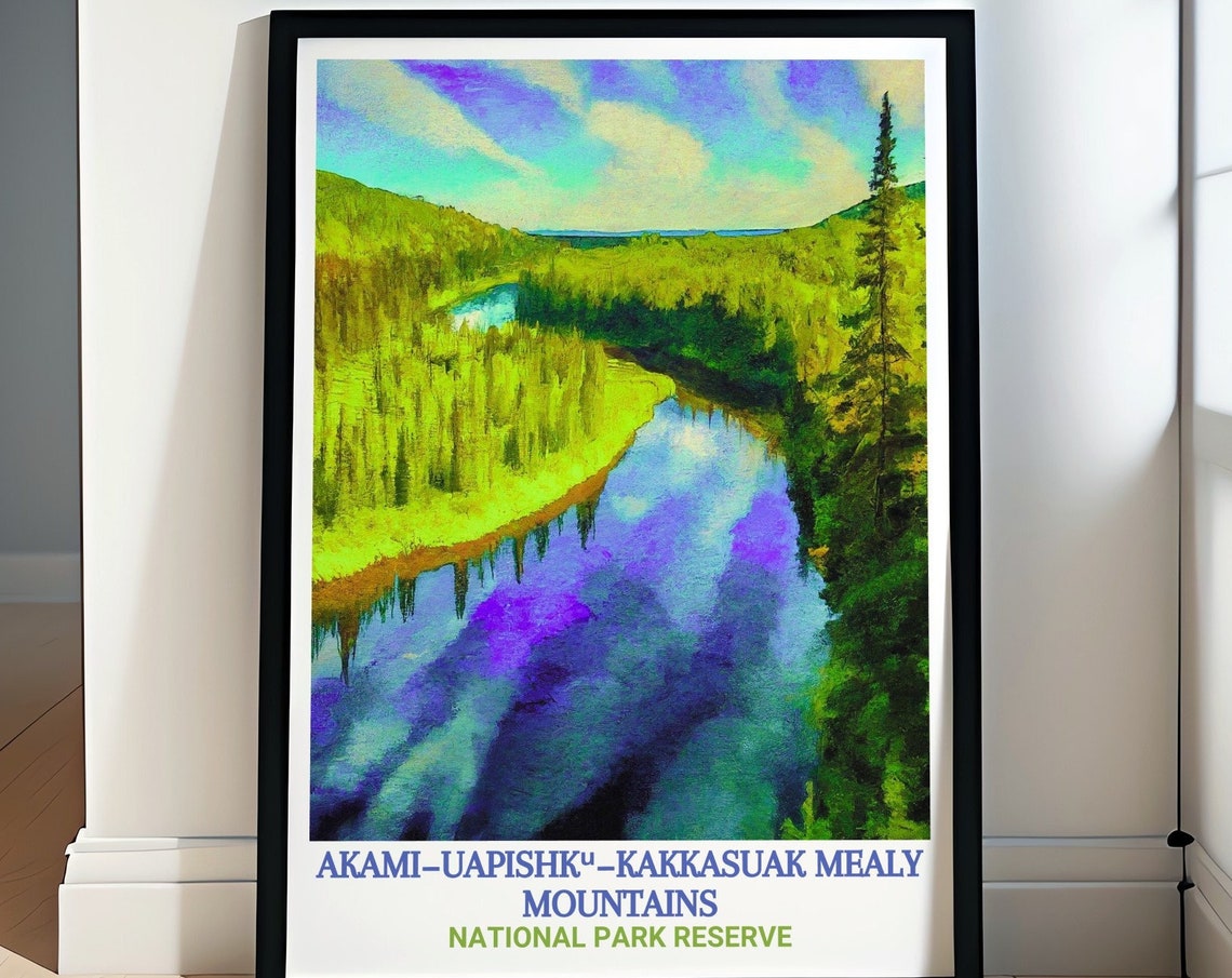 Mealy Mountains Eagle River Through Boreal Forest Art Poster