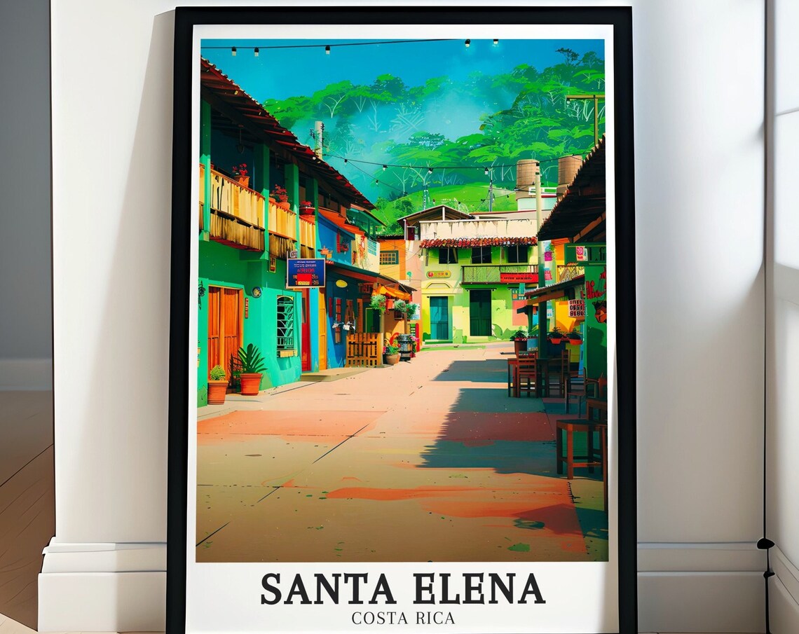 Santa Elena Costa Rica Colorful Town Street Sunny Day Travel Poster
