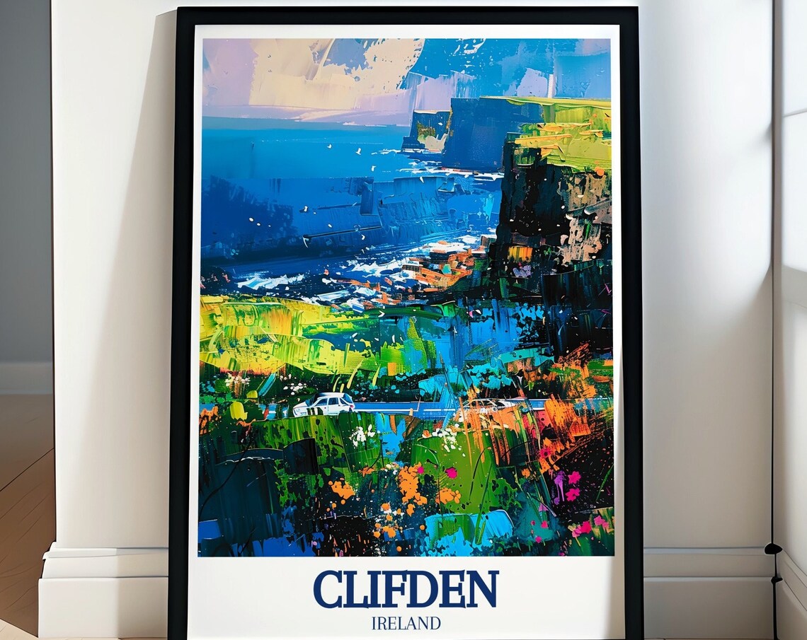 Clifden Ireland Colorful Abstract Coastal Bay Modern Travel Poster