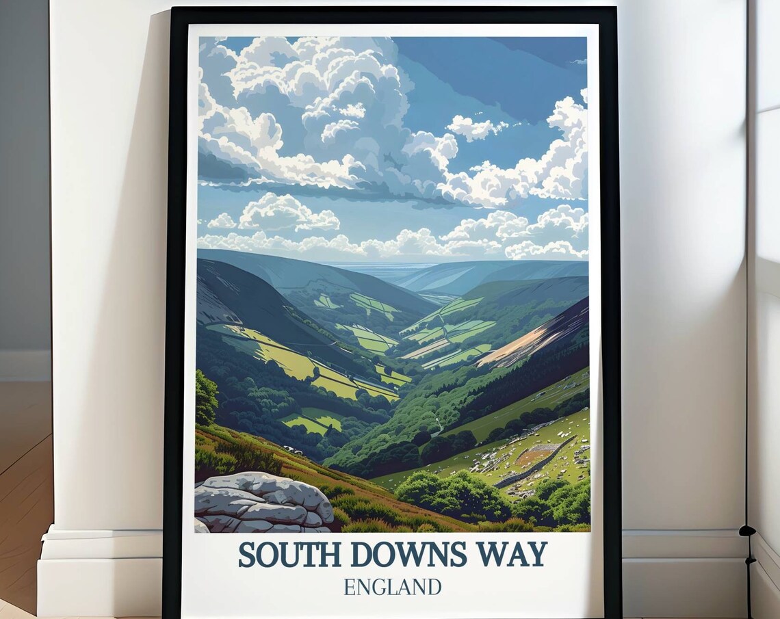 South Downs Way England Rolling Green Hills Valley Travel Art Poster