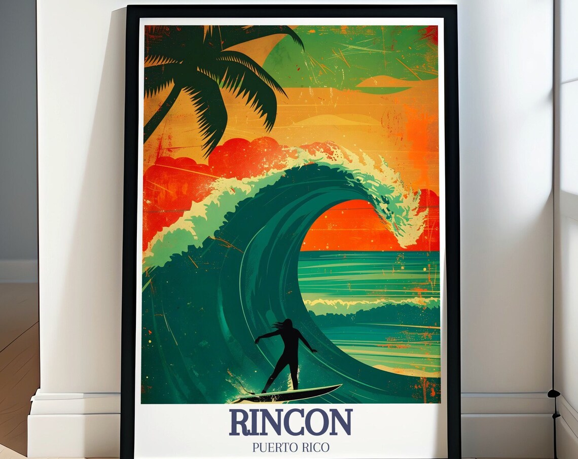 Rincon Surfing Travel Poster, Corona Pro Surf Competition