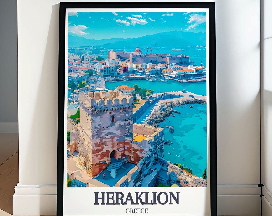 Koules Fortress Old Harbor Heraklion Greece Aerial View Travel Poster