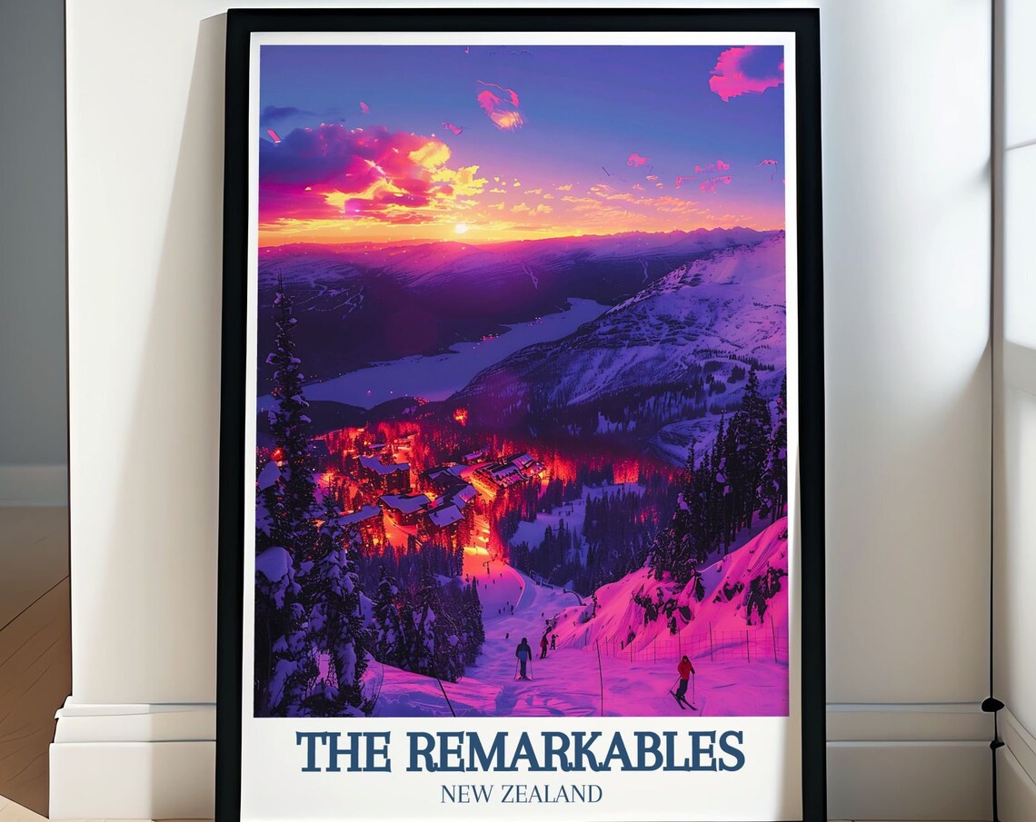 The Remarkables Ski Resort Sunset New Zealand Alpine Village Poster