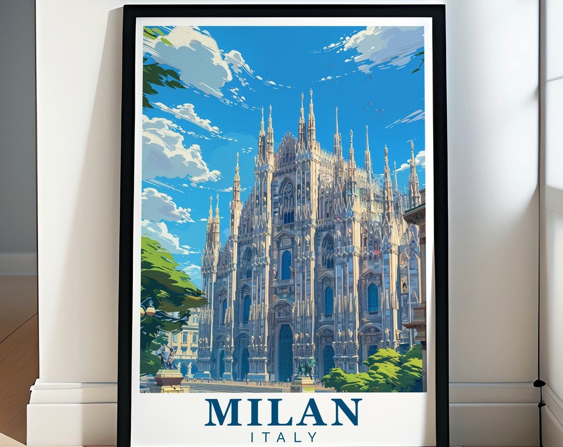 Milan Travel Poster Duomo Di Milano Poster For Gifts Duomo Di Milano Art Duomo Di Milano Italy Wall Art Duomo Di Milano Travel Poster