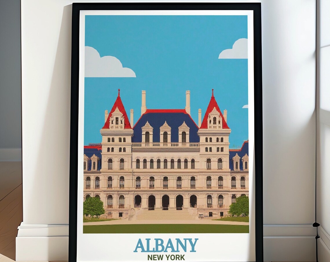 New York State Capitol Building in Albany Bold Graphic Poster