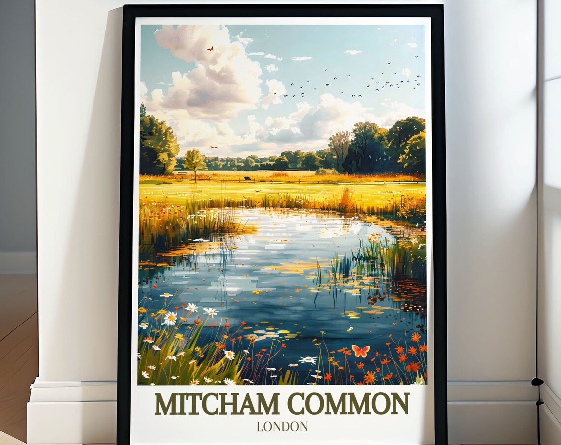 Mitcham Common London Summer Pond With Water Lilies And Birds Poster