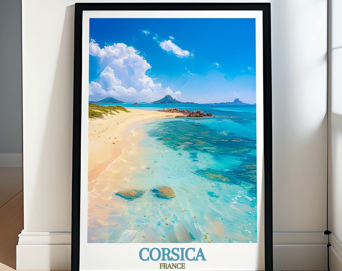 Corsica France Sandy Beach With Turquoise Clear Water Poster