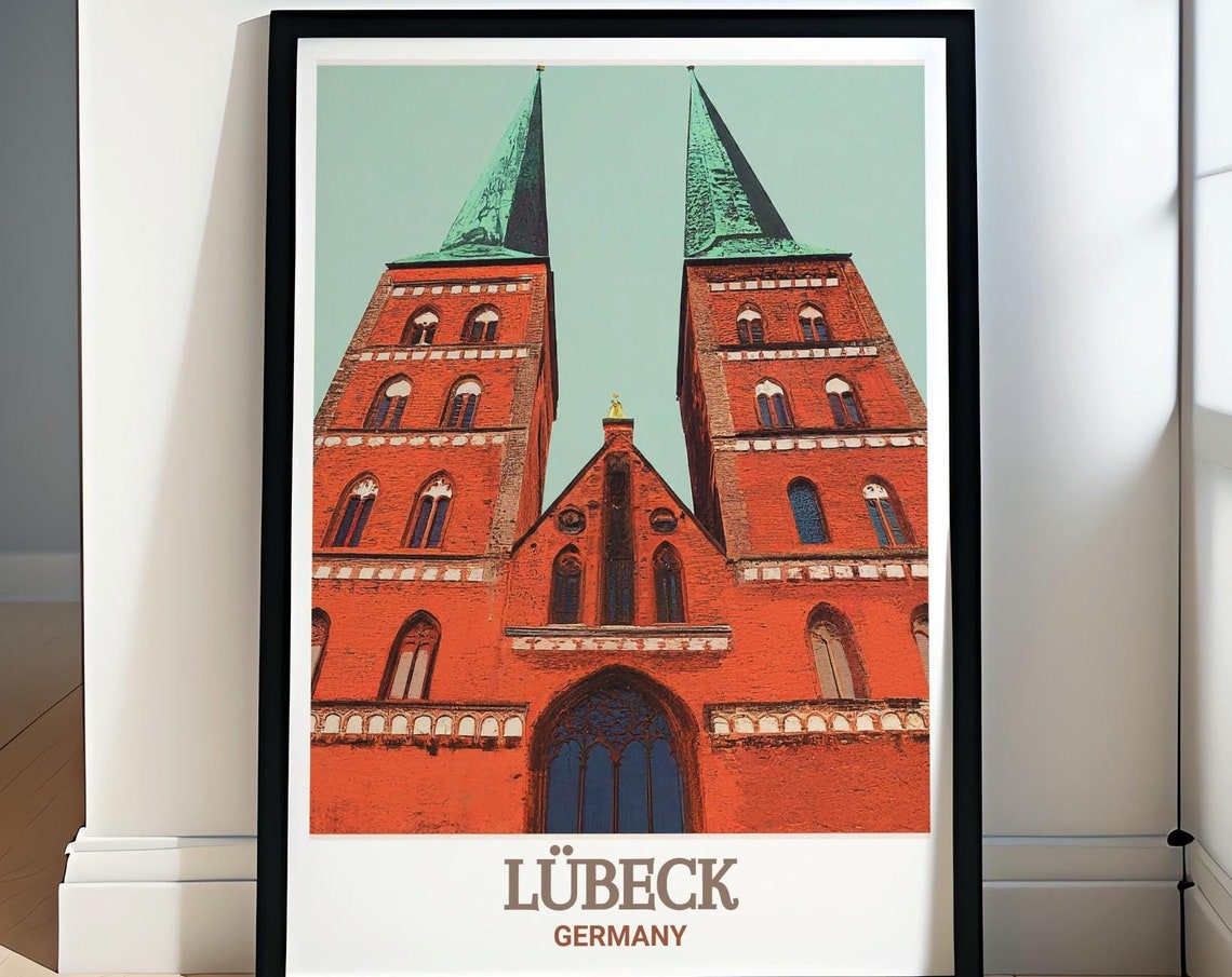 Lubeck Germany Marienkirche Red Brick Gothic Twin Towers Poster