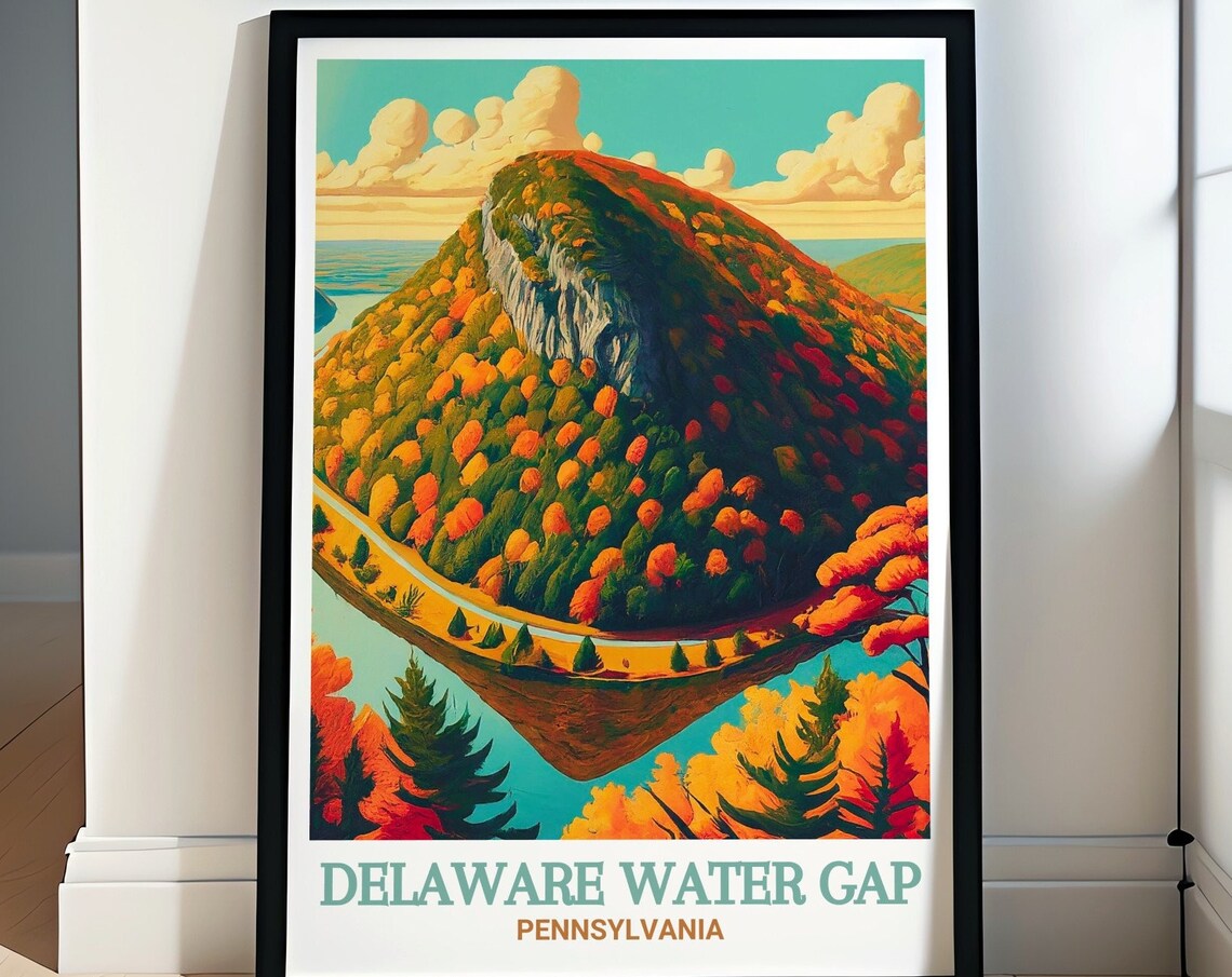 Mount Tammany In Peak Fall Foliage At Delaware Water Gap Poster